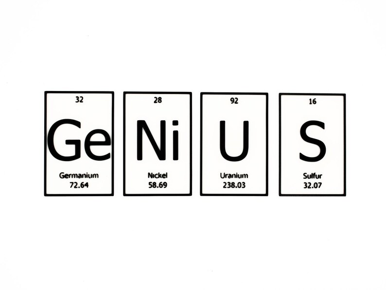 Genius Science Elements Genius | Periodic Table of Elements Wall, Desk or Shelf Sign - Etsy