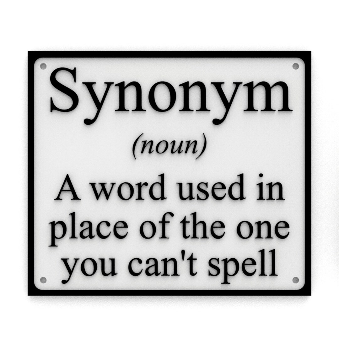 Funny Sign Synonym A Word Used in the Place of the One You Etsy