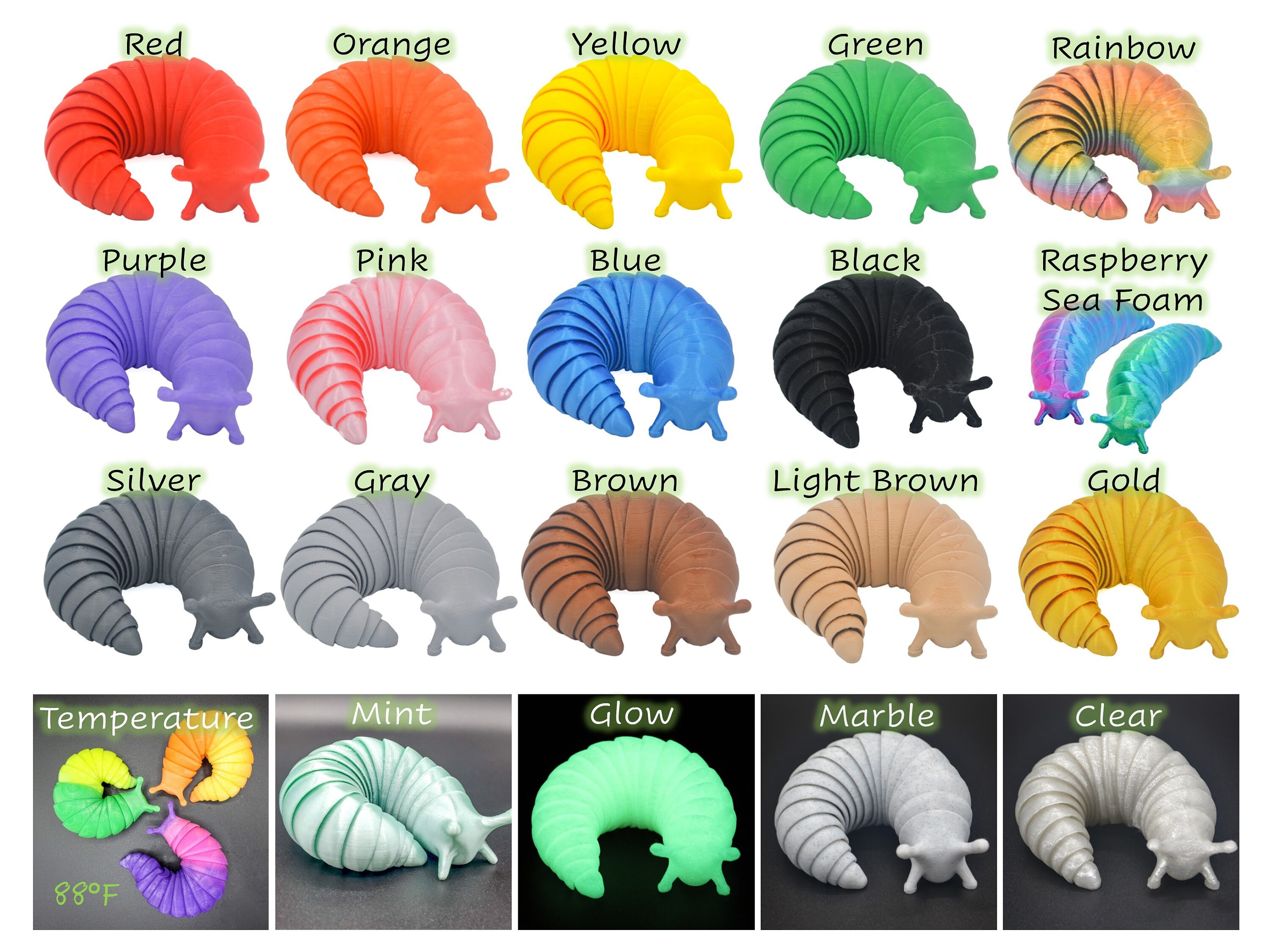 Fidget Slug Articulating Flexible Stim Toy and Bowl Huge Etsy Ireland