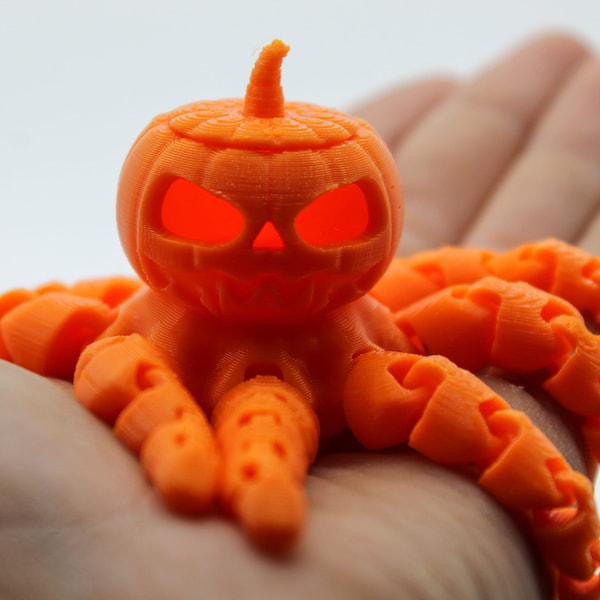 Fidget Toy Jack-O-Lantern Octopus | Removable top!