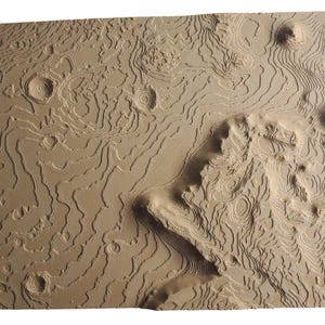 Modèle topographique Mars 3D du delta du cratère Jezero - le site d'atterrissage de la persévérance