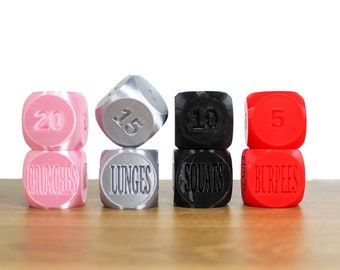 Exersize Workout Dice | Set of 2 Unique Large 1.4" dice | Excersize and Quantity