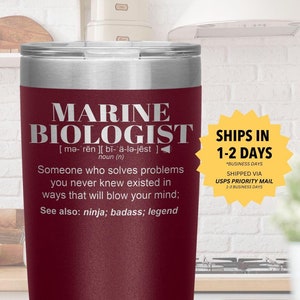 Cadeaubeker zeebioloog l Verjaardag, waardering, kerstcadeaus l Roestvrij staal geïsoleerd, lasergegraveerd l Beker van 20 oz