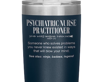 Vaso de regalo de enfermera psiquiátrica l Regalos de cumpleaños, agradecimiento, Navidad l Acero inoxidable aislado grabado a láser l Taza de 20 oz