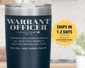 Warrant Officer Gift Tumbler l Birthday, Appreciation, Christmas Gifts l Stainless Steel Insulated Laser Engraved l In 20 oz tumbler