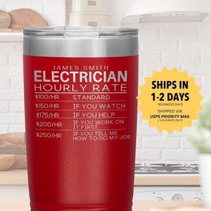 ELECTRICIAN Tumbler l Personalized Gift 20oz Cup l Funny Birthday, Appreciation, Christmas Gifts l Stainless Steel Insulated Laser Engraved
