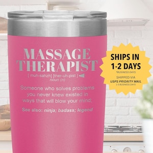 MASSAGE THERAPIST Gift Tumbler l Birthday, Appreciation, Christmas Gifts l Stainless Steel Insulated Laser Engraved l In 20 oz tumbler