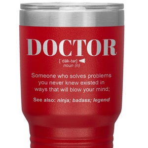 Vaso de regalo para doctor l Graduación, cumpleaños, agradecimiento, regalos de Navidad l Acero inoxidable aislado grabado con láser l En vaso de 20 oz