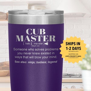 Vaso de regalo Cub Master l Regalos de cumpleaños, agradecimiento, Navidad l Vaso de acero inoxidable con aislamiento y grabado láser l Vaso de 20 oz