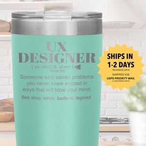 UX DESIGNER Gift Tumbler l Birthday, Appreciation, Christmas Gifts l Stainless Steel Insulated Laser Engraved l 20oz Tumbler