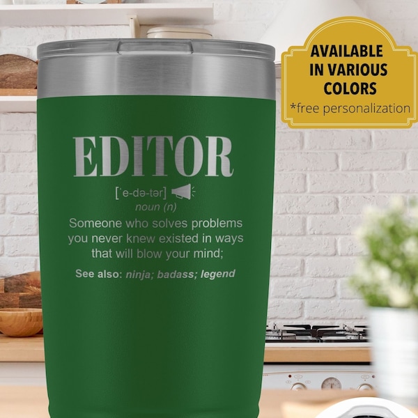 Editor, Writer, Film,Newspaper, Magazine Tumbler l Birthday, Christmas Gifts l Stainless Steel Insulated Laser Engraved l In 20 oz tumbler