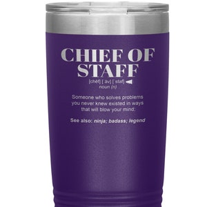 Vaso de regalo para jefe de gabinete l Regalos de cumpleaños, agradecimiento y Navidad l Acero inoxidable aislado y grabado con láser l En vaso de 20 oz