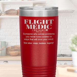 Vaso de regalo para médico de vuelo | Regalos de cumpleaños, agradecimiento y Navidad | Acero inoxidable con aislamiento y grabado láser | Vaso de 20 oz