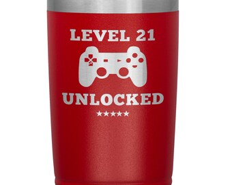 21st Birthday Gift for Boys l Twenty-one Year Old Bday Present l Gift for Son, Nephew, Grandson l Insulated, Laser Engraved Tumbler