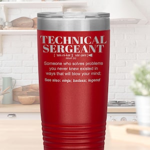 Sergent technique Gobelet-cadeau l Cadeaux d'anniversaire, de remerciement, de Noël l Isolé en acier inoxydable gravé au laser l Gobelet 20 oz