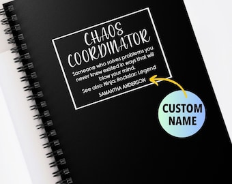 Personalized Chaos Coordinator Notebook Funny Definition Employee Appreciation Wedding Planner Secretary Journal Office Manager Assistant