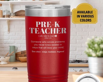 Pre K Teacher Gift Tumbler l Birthday, Appreciation, Christmas Gifts l Stainless Steel Insulated Laser Engraved l I n 20 oz tumbler