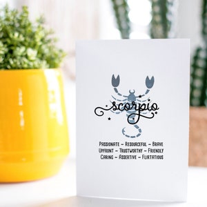 Scorpio Zodiac Birthday Card l October, November Month l Astrology, Horoscope, Constellation, Star Sign l High Quality, White Matte Card