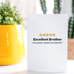 Geschenke für Bruder, Lustige Fünf-Sterne-Rezensions-Gruß-Karte l Einzigartiger Geburtstag, Vatertag, Weihnachtsgeschenkidee l A7, hohe Qualität, leere Karte