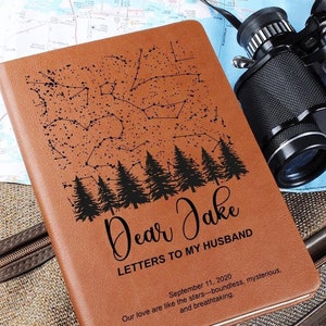 Lieber Ehemann Journal, Brief an meinen Mann, Sternkarten Journal Valentinstag Geschenk Jahrestag, Sternbild Karte, Hochzeit Journal