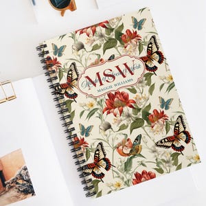 MSW Graduation Gift, Social Worker Intern Personalized Notebook, Master of Social Work Butterfly Journal, New MSW Graduate Student Notepad