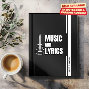 Personalized Musical Notebook, Custom Songwriter Journal Musician Song Diary Guitar Lover Gift Music Teacher Writing Music Notes Band Artist