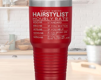 Regalos para peluqueros, vaso personalizado para peluqueros, taza térmica para peluquerías, regalo para dueños de peluquerías, regalo para hombres y mujeres, taza de viaje para esteticistas.