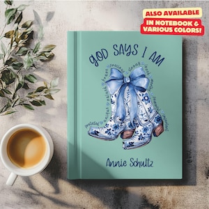 Coquette Bow Prayer Journal for Women God Says I Am Faith Based Gift Teens Chinoiserie Cowboy Boots Diary, Scripture Religious Notepad Girls