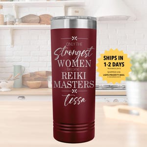 Vaso de Reiki, regalos de maestro de Reiki para mujeres, taza de viaje de Reiki personalizada, regalos de agradecimiento de sanador de Reiki, taza de café de Reiki para su cumpleaños