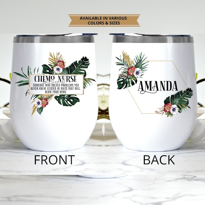Personalized Chemo Nurse Funny Gift Tumbler For Women l For Birthday Thank You Gift Christmas Custom Name Travel Tumbler Appreciation