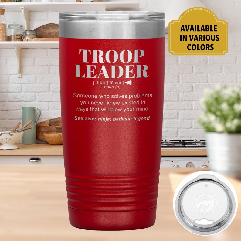 TROOP LEADER Gift Tumbler l Birthday, Appreciation, Christmas Gifts l Stainless Steel Insulated Laser Engraved l In 20 oz tumbler image 1