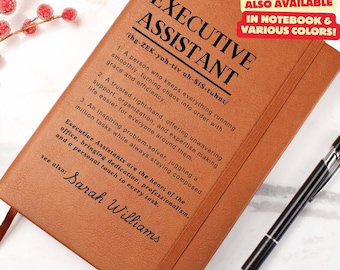 Executive Assistant Gifts, Personalized Personal Assistant Name Leather Journal Coworker Secretary Hardcover Notebook Admin Professional Day