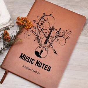Personalized Violin Teacher Leather Journal, Custom Music Teacher Notebook, Violin Instructor Appreciation Gift, Orchestra Coach Notepad