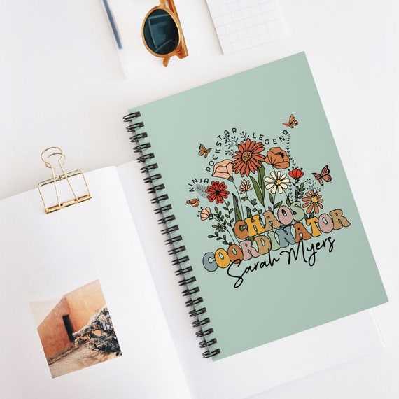Custom Secretary Gift Administrative Professionals Day Journal Personalized Notebook Wildflowers Admin Chaos Coordinator Assistant Thank You
