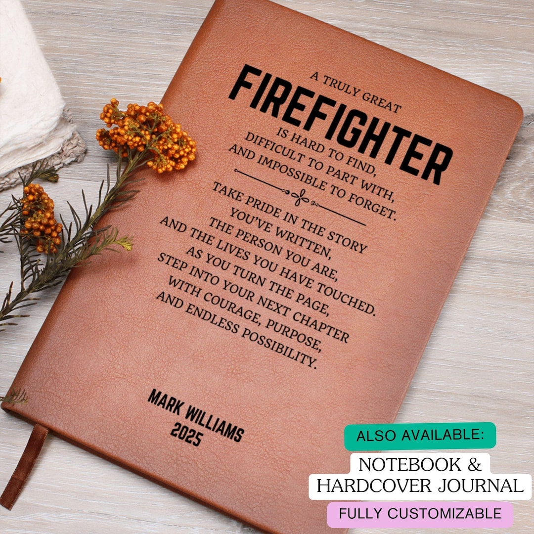 Firefighter Retirement Gift Personalized Leather Journal Notebook ...