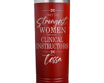 Regalos para INSTRUCTORA CLÍNICA l Vaso delgado para ella, mujer l Nuevo vaso aislado de acero inoxidable para graduación de Enfermería Clínica y Educadora de Enfermería