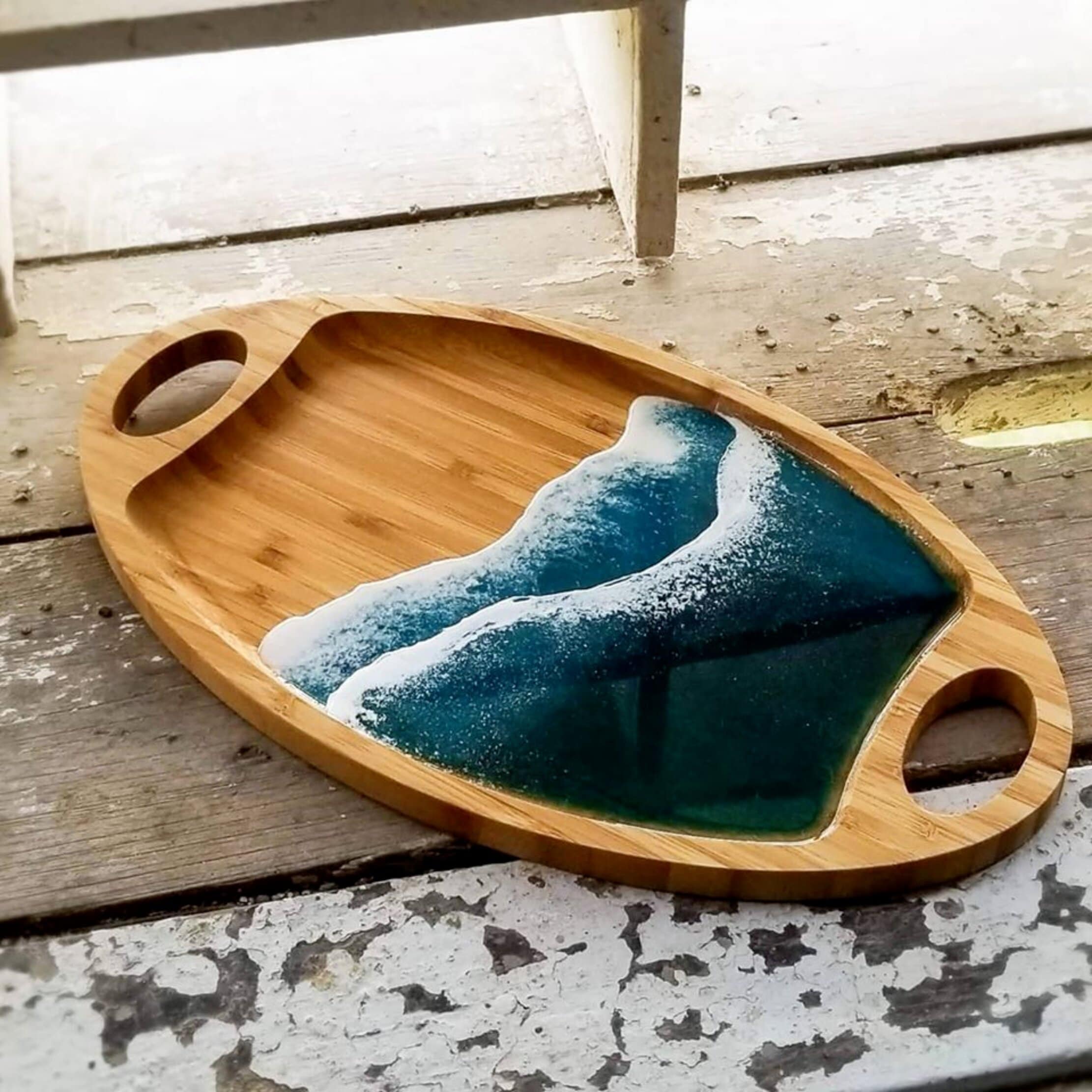 Kitchen Resin Wood Serving Tray Modern Decorative Coffee Etsy