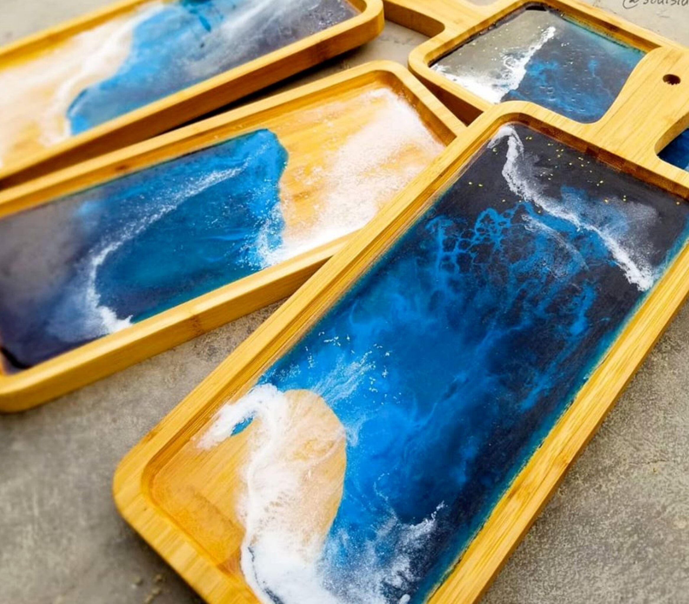 Kitchen Resin Handle Tray Resin Tray Handmade Solid Wood Etsy