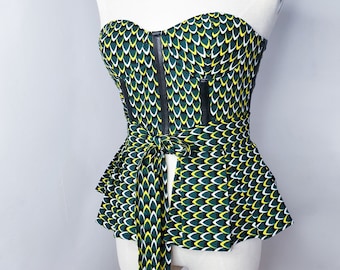 African ankara print dresspant and corsets topstrap sleevesuk size 8 to 18