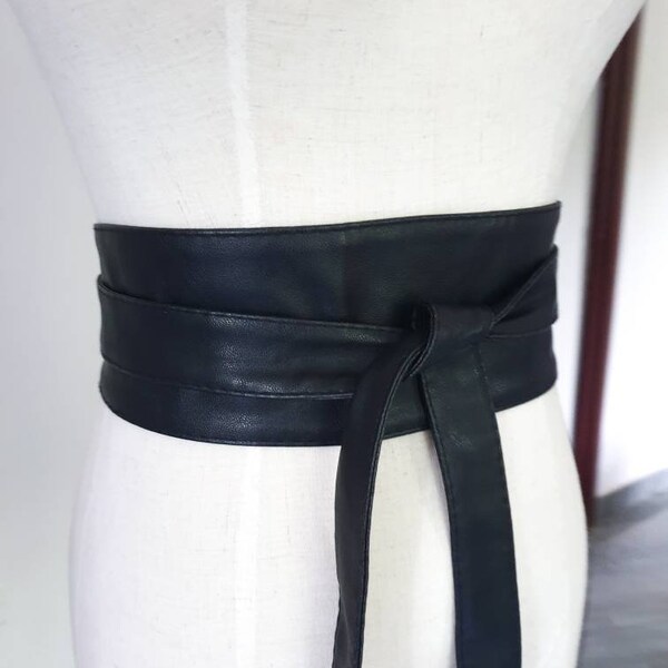 Non-animal soft leather obi belt