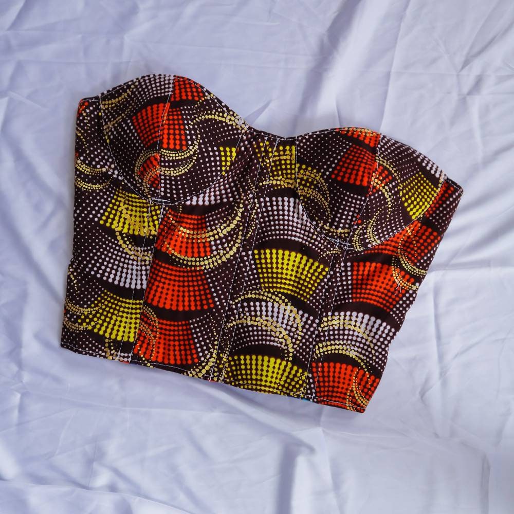 Bustier bra crop top African print matching maxi skirt set high rise side  split #ootd #fas…