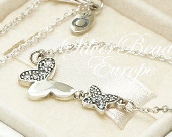 Pandora Fluttering Butterflies Necklace, Clear CZ, 590520CZ, 50 cm Chain
