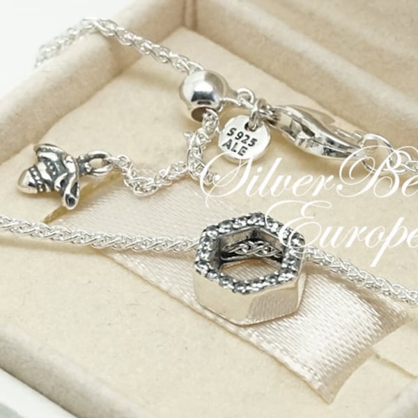 Pandora silver cz sparkling honeycomb necklace clearance