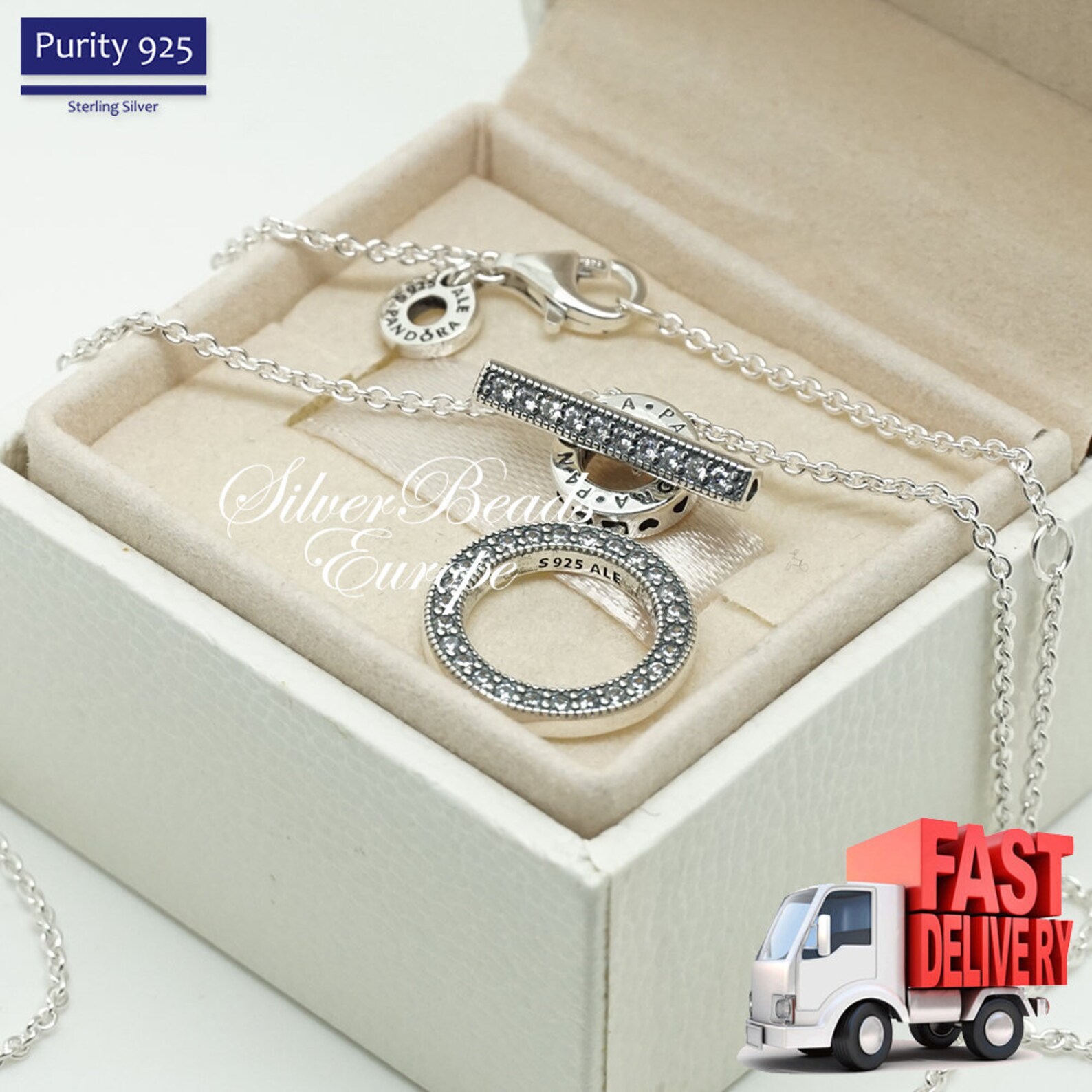 Double hoop t bar necklace pandora Clearance