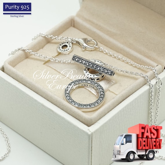 Pandora Double Hoop T-bar Necklace 