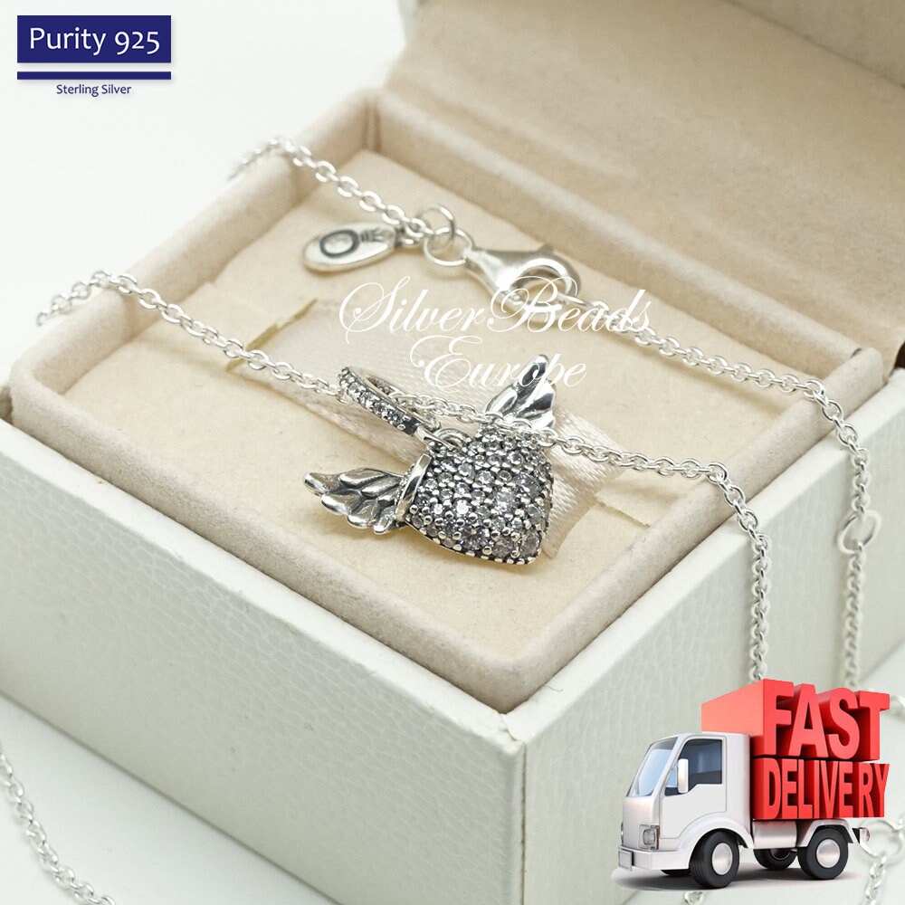 Angel Wings Necklace Clear CZ 