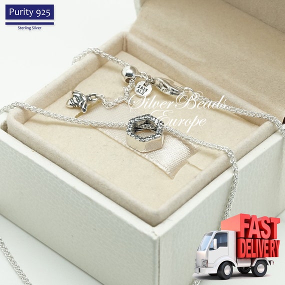 Pandora Sparkling Honeycomb Hexagon Collier Necklace CZ