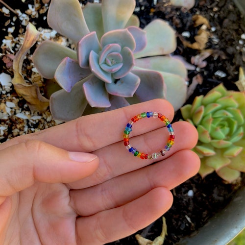 Custom Flower Beaded Rings Beaded Flower Rings Seed Bead Etsy