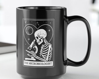 Personalized Microbiology Mug Gift for Microbiologist Black Tarot Card Microbiology Coffee Mug Lab Week Custom Text Christmas PhD Graduation