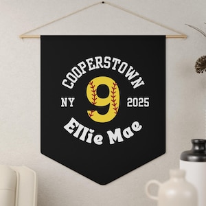 Personalized Pennant Pin Trading Cooperstown Custom Name & Number Display Banner Baseball Softball Player Name Pennant Wall Hanging